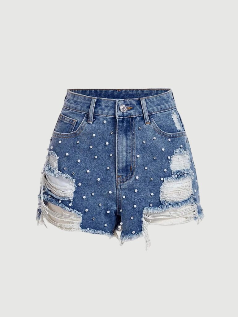 Women's Casual Denim Shorts Retro Straight Leg Pants For Summer