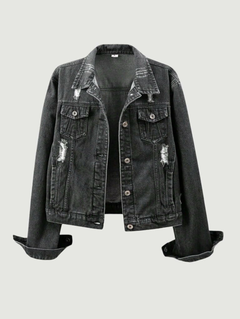 Womens Denim Jackets Distressed Ripped Long Sleeve Jean Jacket Coats