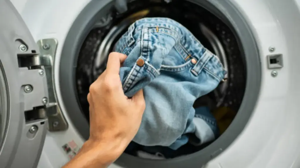 a denim jean put into washing machine