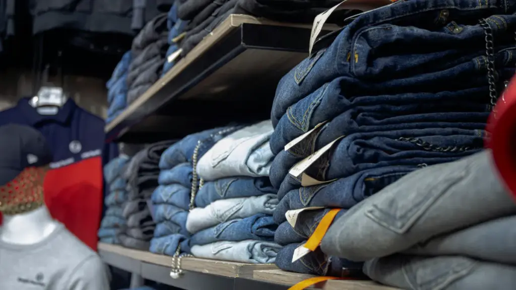 denim jeans on shelf