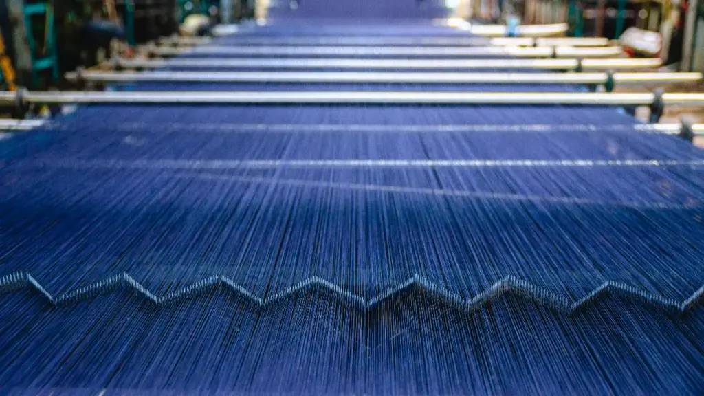 denim textile on the machine