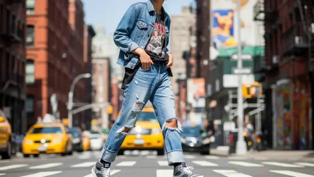 American style denim jeans man
