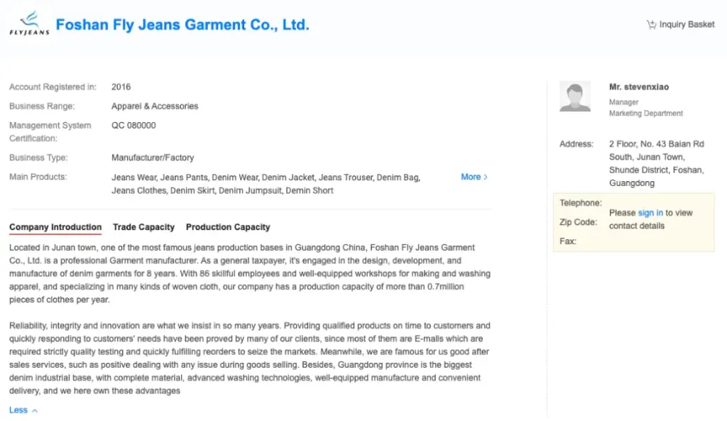 Foshan Fly Jeans Garment Co., Ltd.