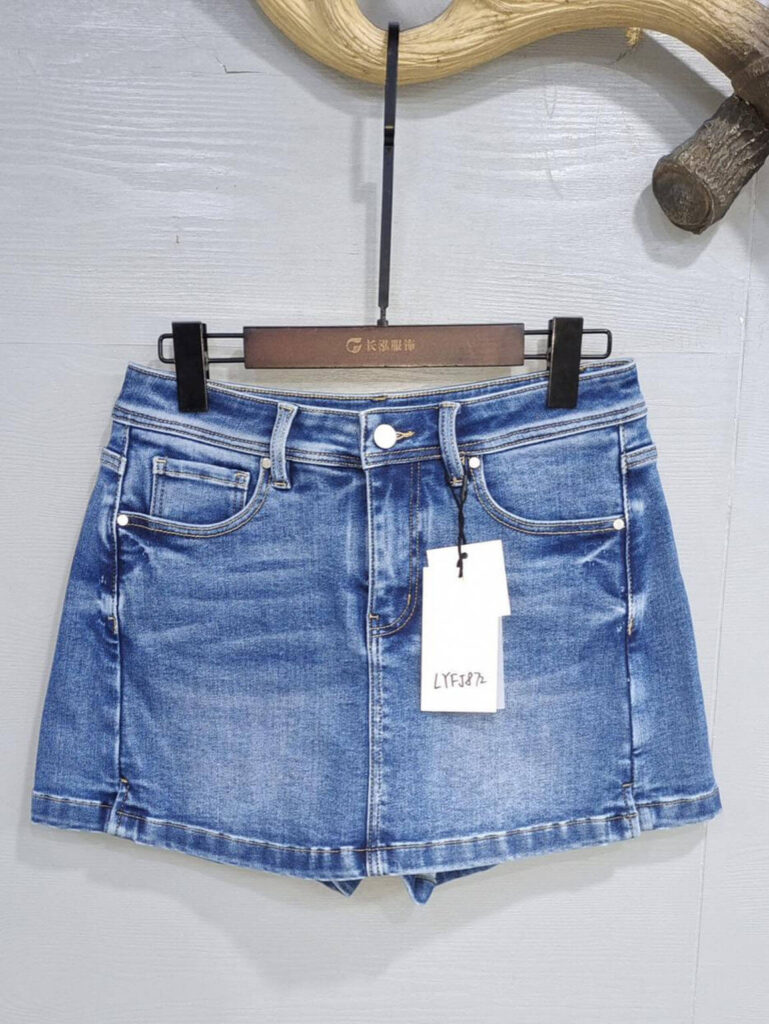 LYFJ872 Classic Blue Denim Skort Stylish Skirt Look with Shorts Comfort