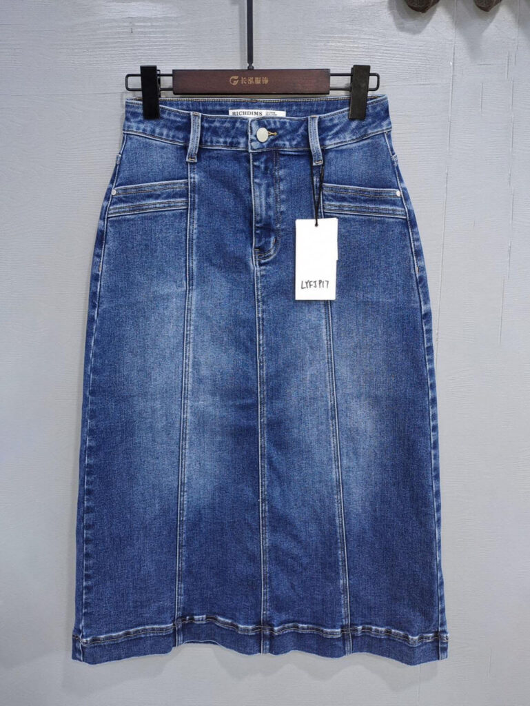 LYFJ917 Womens Denim A Line Skirt – Classic Blue