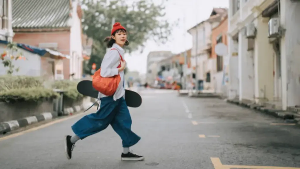 a girl in dark wash denim jean