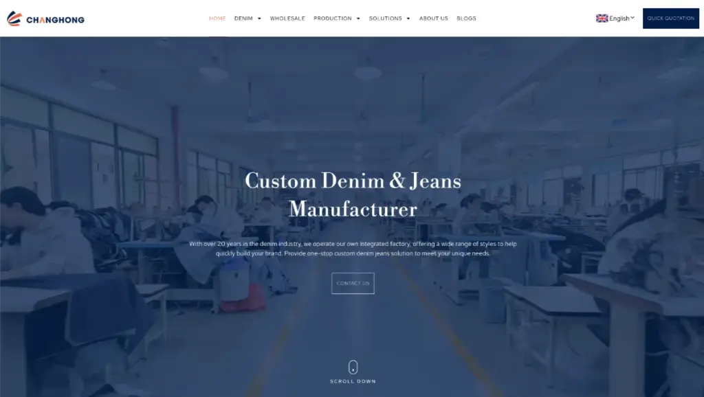 changhong private label denim jeans manufacturer