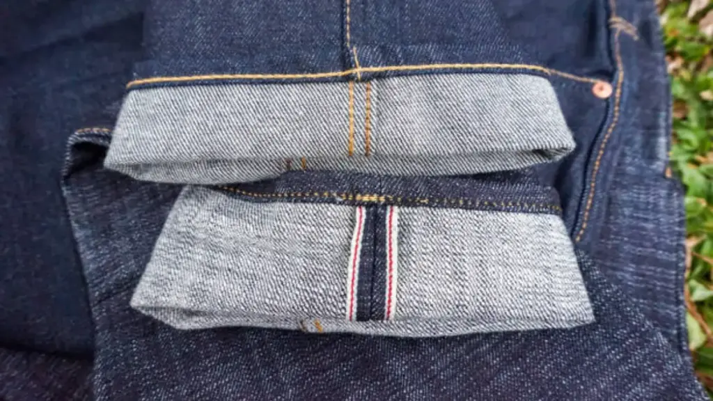folded hem of selvedge denim jeans