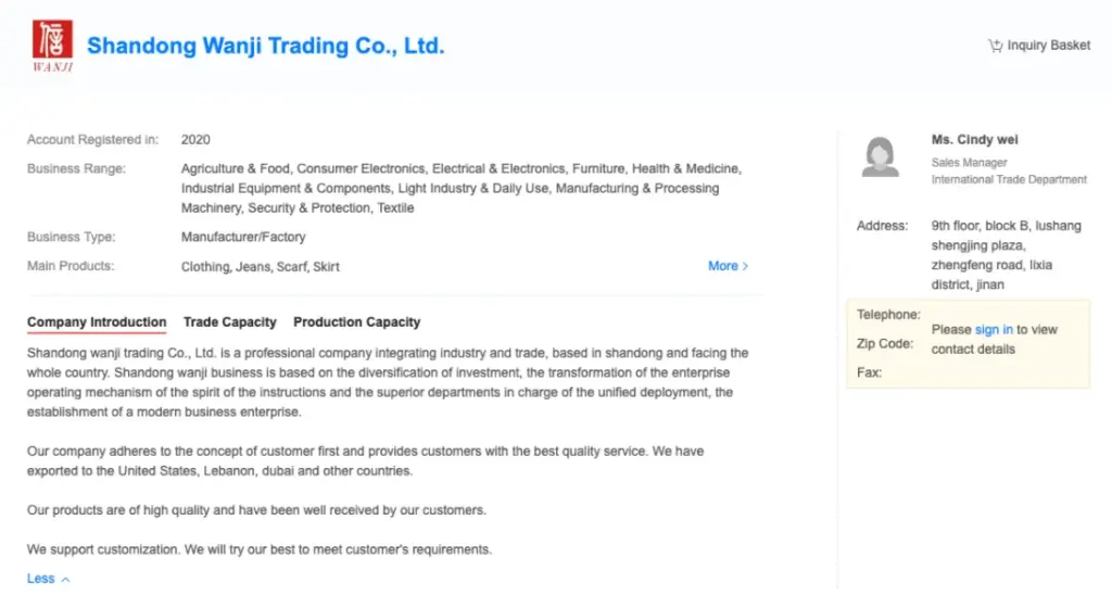 shangdong wanji trading co,. ltd