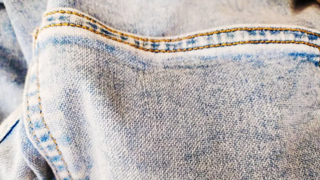 close up of lightwash denim fabric